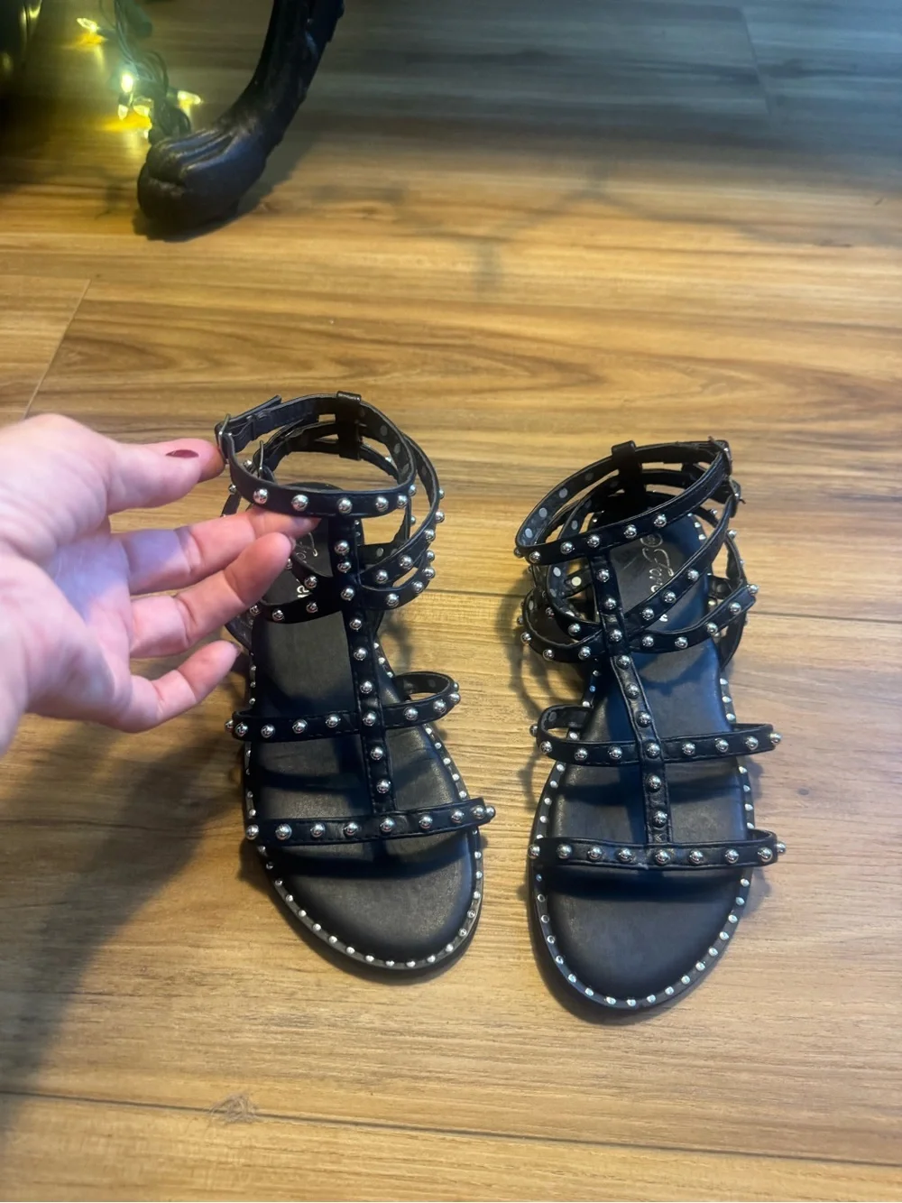 Forever Black Studded Gladiator Sandals